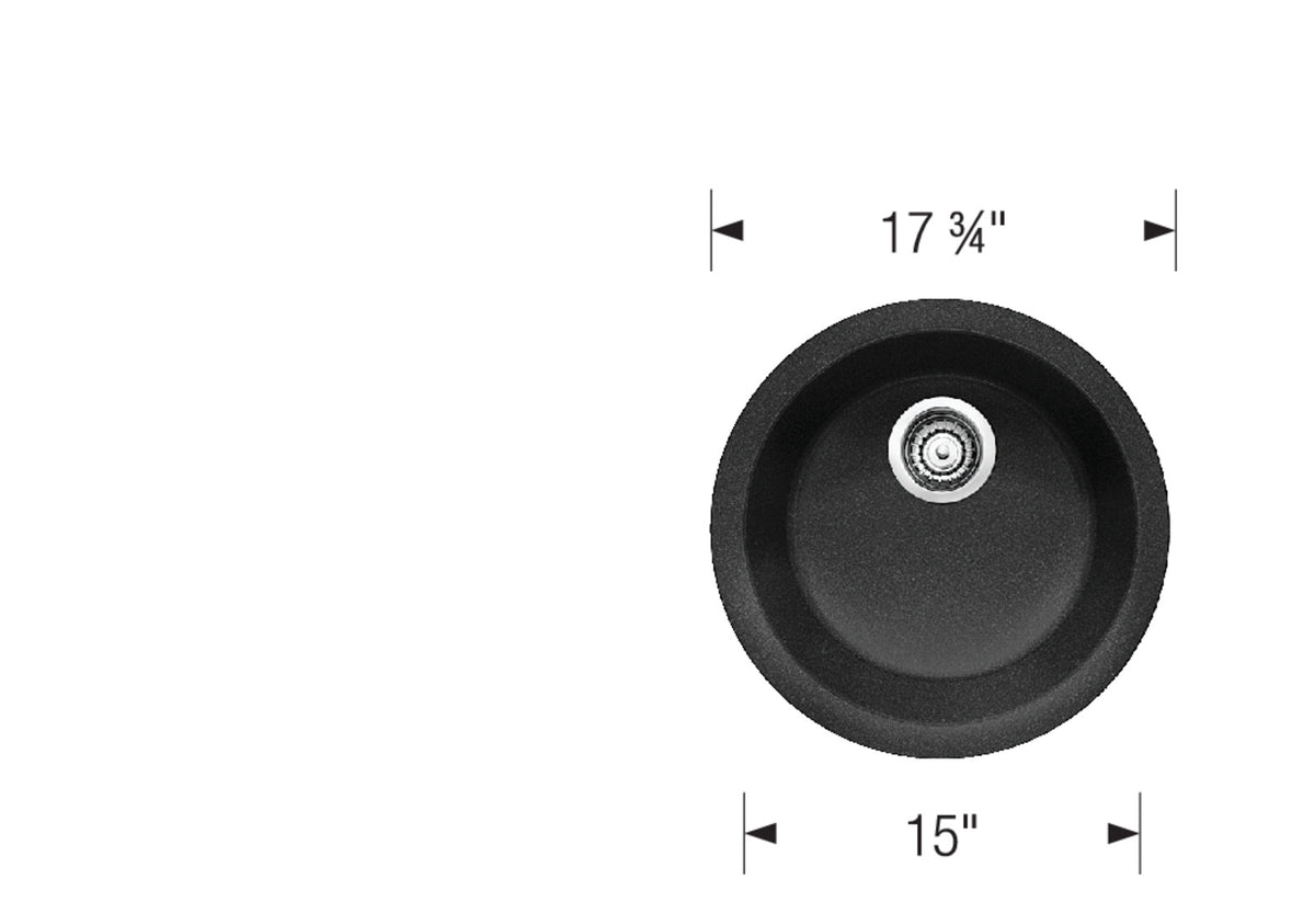 Blanco BLANCORONDO Drop-in SILGRANIT Bar Sink dimension drawing