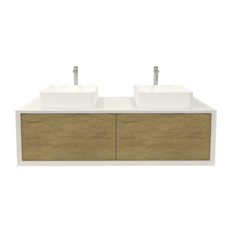 Rubi Marea Vanity White Cabinet / Oak Front RTO1400VAMBLO