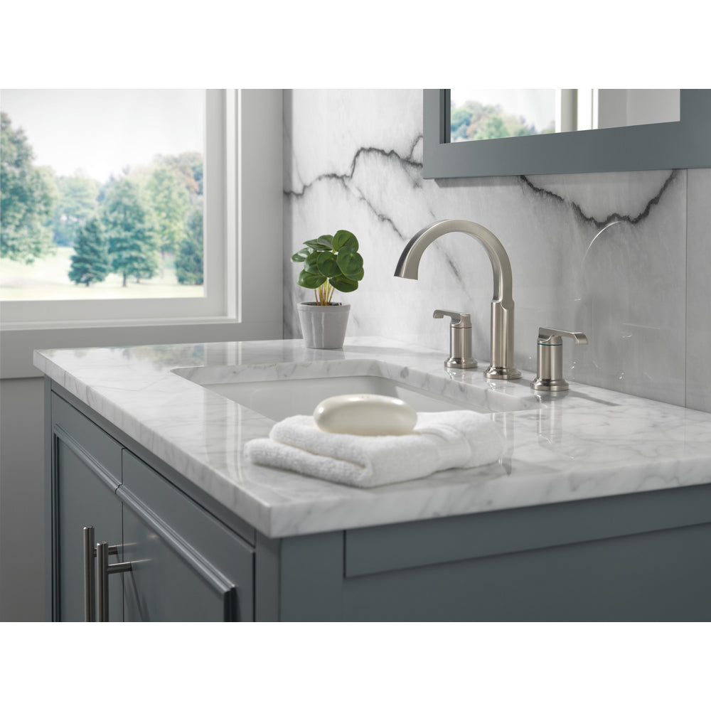 Delta Tetra Two Handle Widespread Bathroom Faucet - Stainless