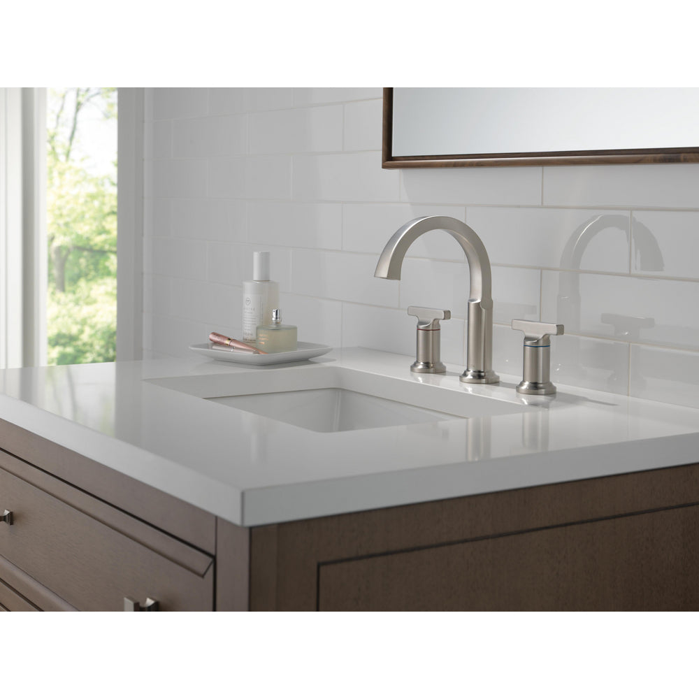 Delta Tetra Two Handle Widespread Bathroom Faucet 355887-DST - Stainless