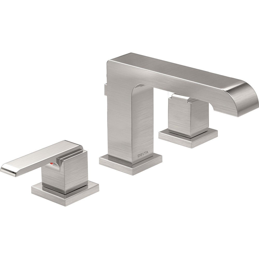 Delta Ara Widespread Bath Faucet With Metal Pop-Up - Stainless
