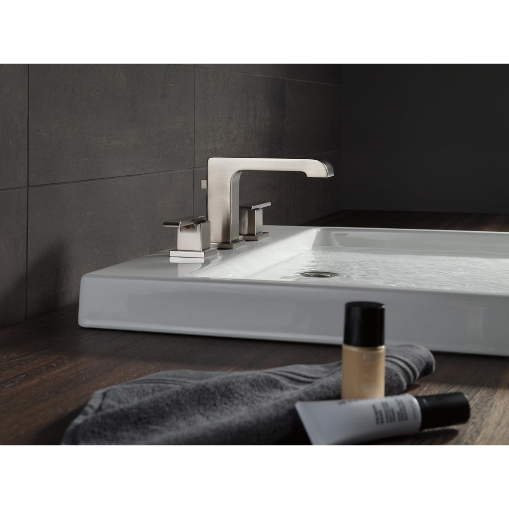 Delta Ara Widespread Bath Faucet With Metal Pop-Up - Stainless