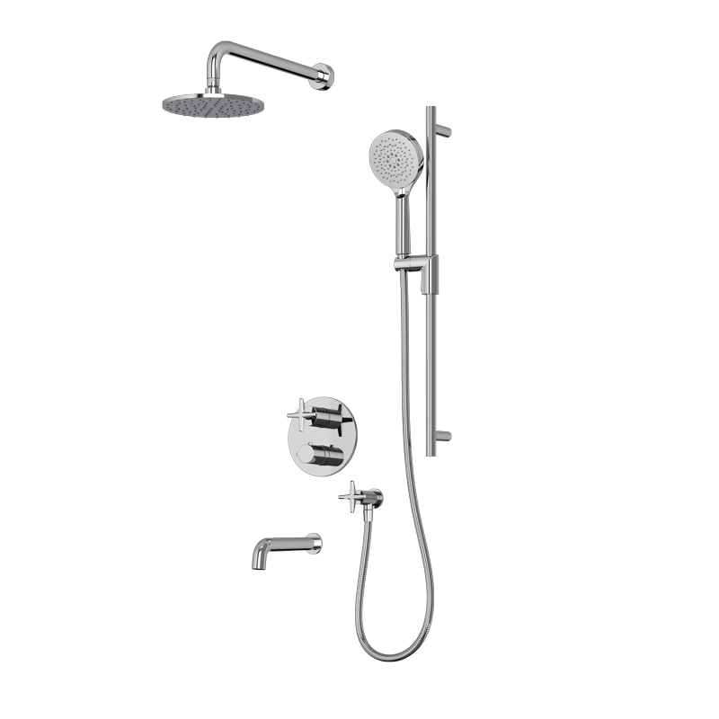 Rubi Lexa 1/2" Thermostatic Shower Set with 8" Shower Head and 16" Horizontal Arm RLX823