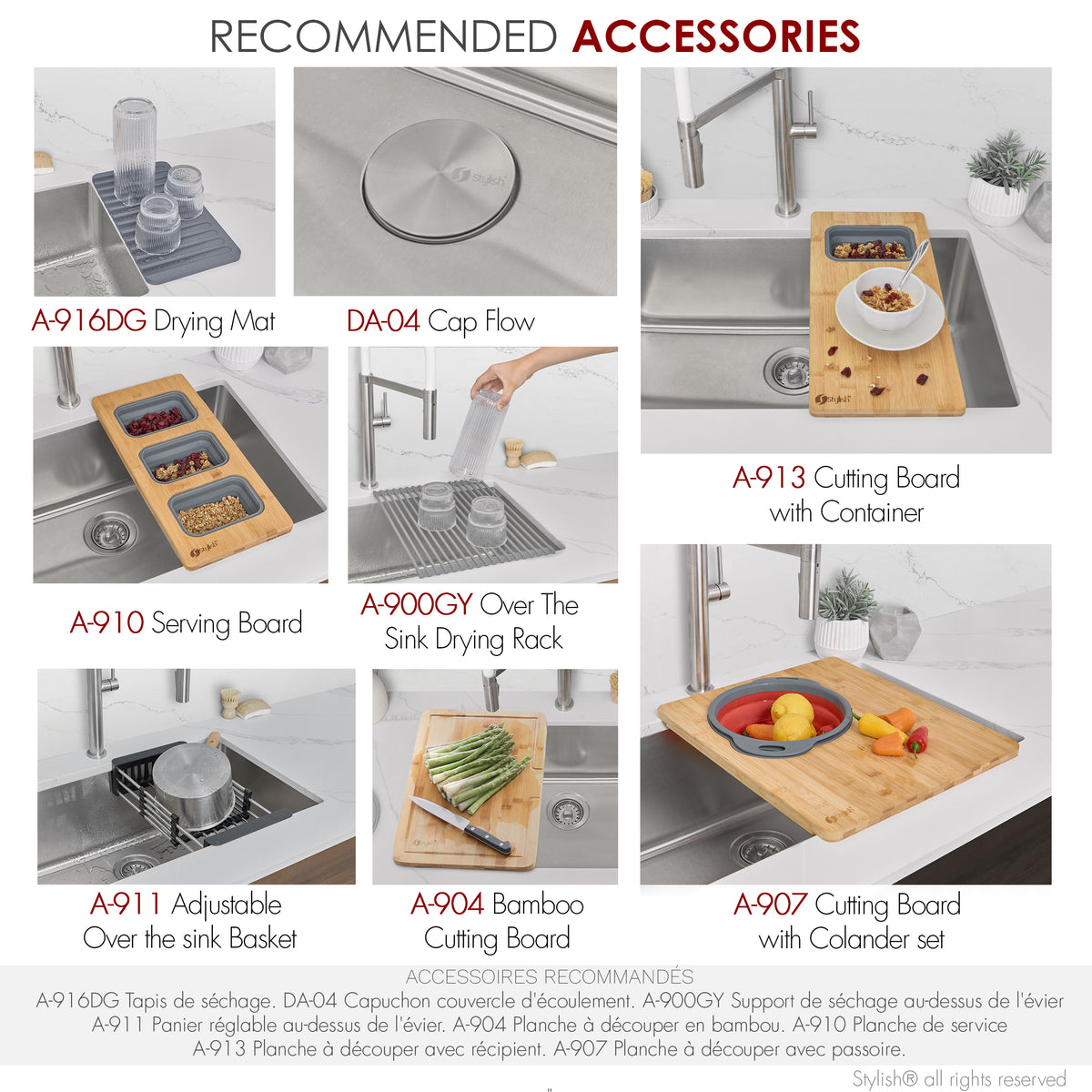 Stylish Malaga 30" Dual Mount Single Bowl Kitchen Sink 18 Gauge Stainless Steel with Standard Strainers Set of Three S-411T-3