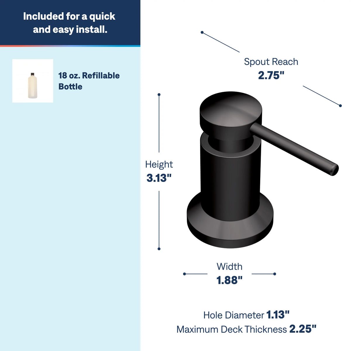 Moen Soap Dispenser 3942 in Matte Black (3942BL) - view 3