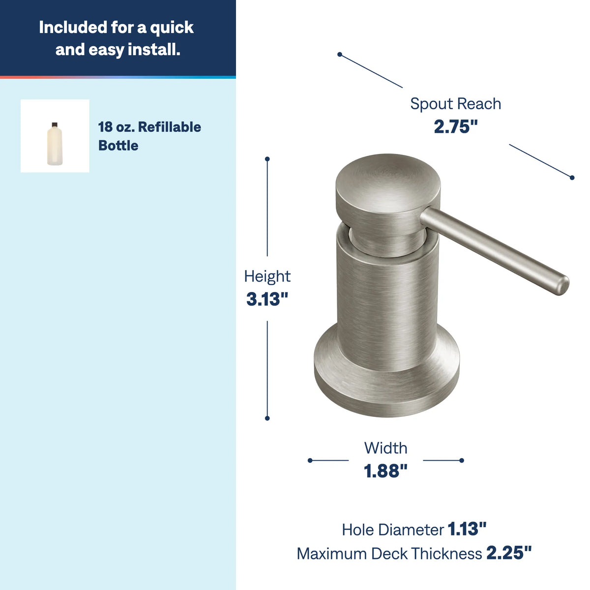 Moen Soap Dispenser 3942 in Spot Resist Stainless (3942SRS) - view 3