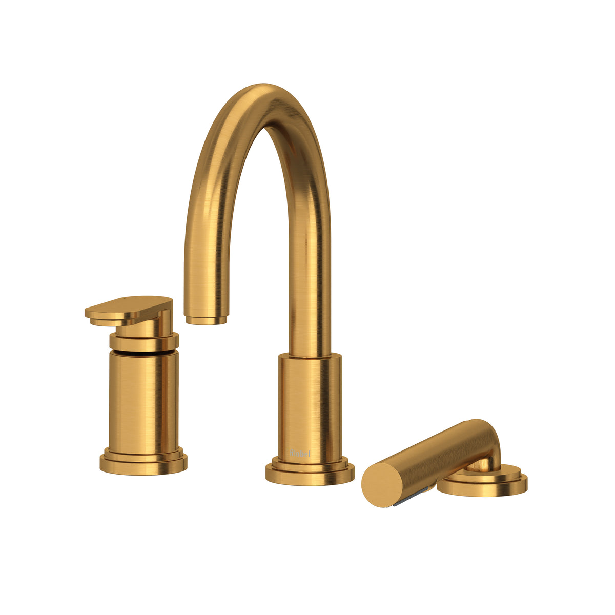 Riobel Arca 3-Hole Pressure Balance Deck-Mount Tub Filler Trim with Hand Shower - Brushed Gold (TAA16BG)