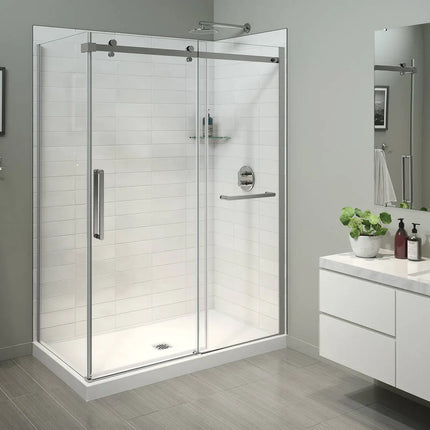 Halo Pro 60 x 36 x 78 3/4 in. 8mm Sliding Shower Door with Towel Bar for Corner Installation with Clear glass in Chrome - Plumbing Market