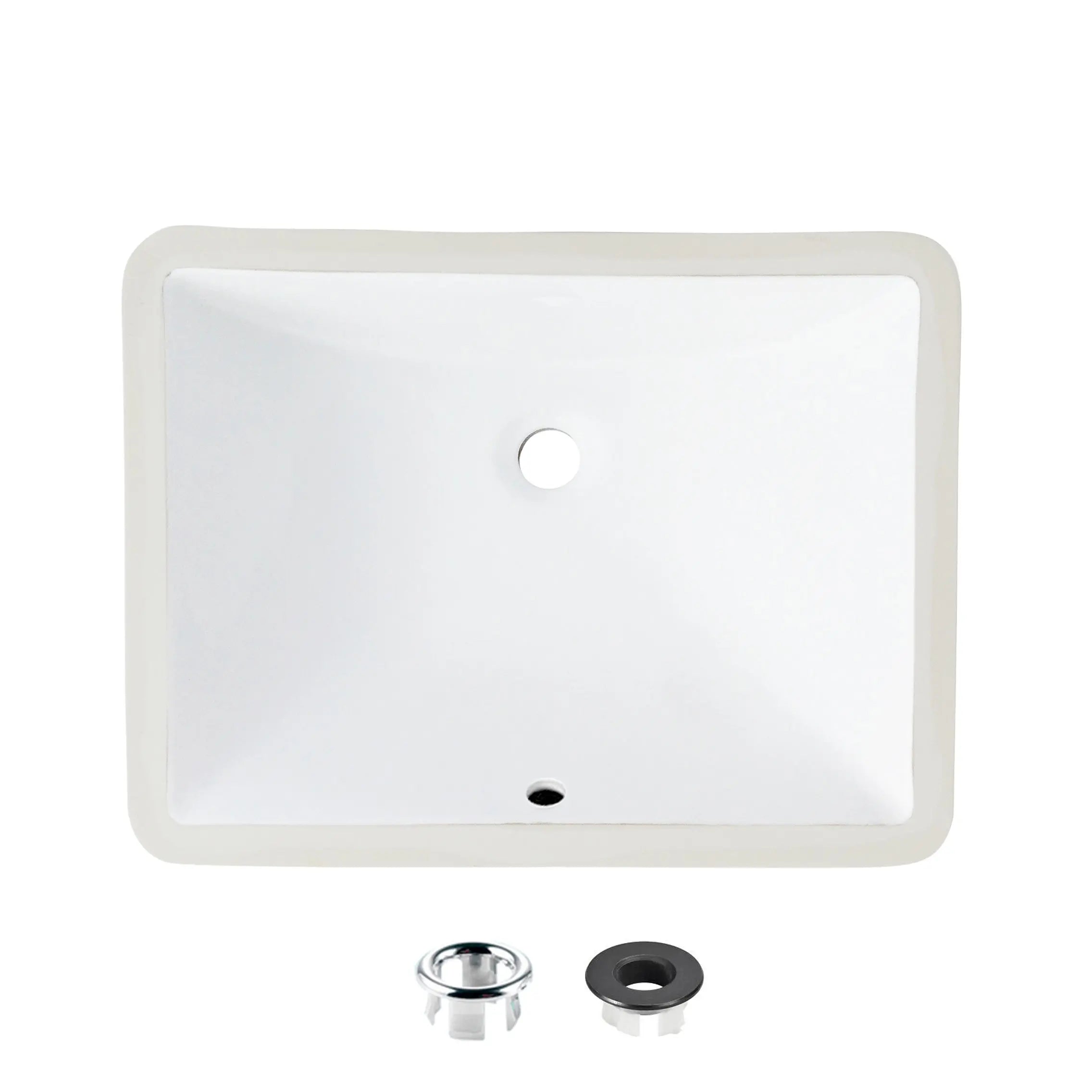 STYLISH 20 3/4 inch Rectangular Undermount Bathroom Sink with Overflow Polished Chrome P-200 - Plumbing Market