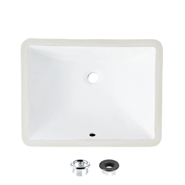 STYLISH 20 3/4 inch Rectangular Undermount Bathroom Sink with Overflow Polished Chrome P-200 - Plumbing Market