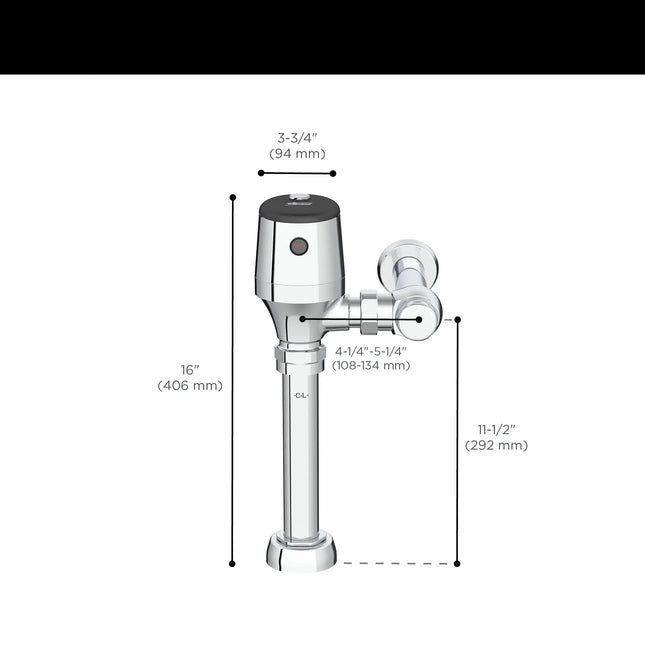 American Standard Ultima Selectronic Exposed Toilet Flush Valve, Diaphragm Type, Base Model, 1.28 gpf/4.8 Lpf 624B121.002 - Plumbing Market