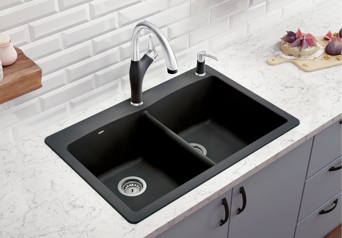 Blanco Diamond 210 33" Drop-in SILGRANIT Kitchen Sink installed