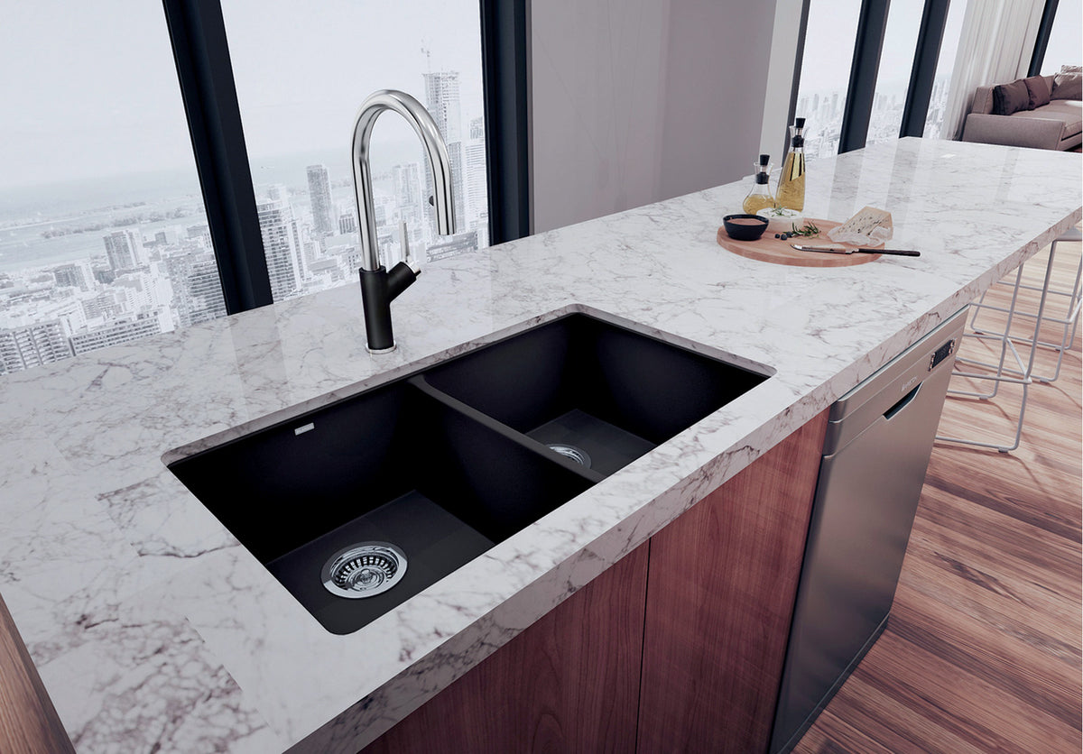Blanco Precis U 2 29 3/4" Undermount SILGRANIT Kitchen Sink installed