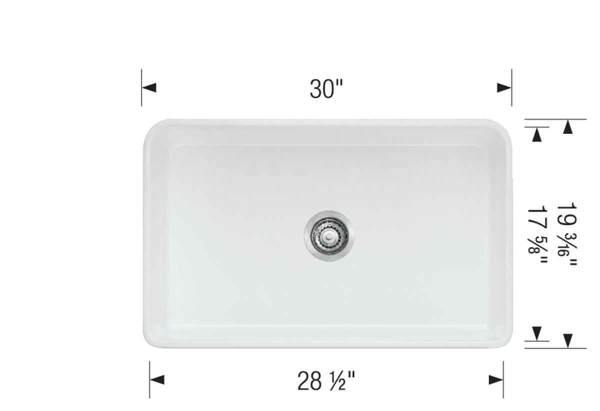 Blanco Cerana Apron Front Ceramic Kitchen Sink dimension drawing
