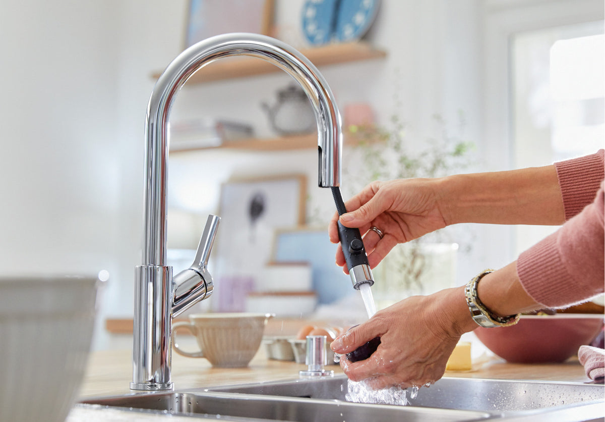 Blanco Urbena kitchen faucet installed in a kitchen