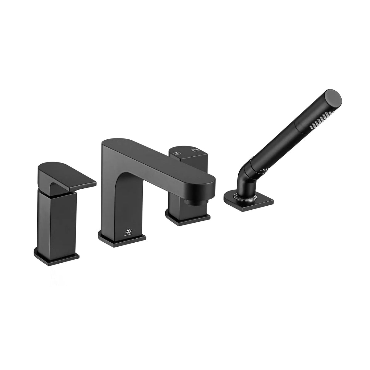 DXV Equility Single Handle Deck Mount Bathtub Faucet with Hand Shower and Lever Handle in Matte Black (D3510990C.243)