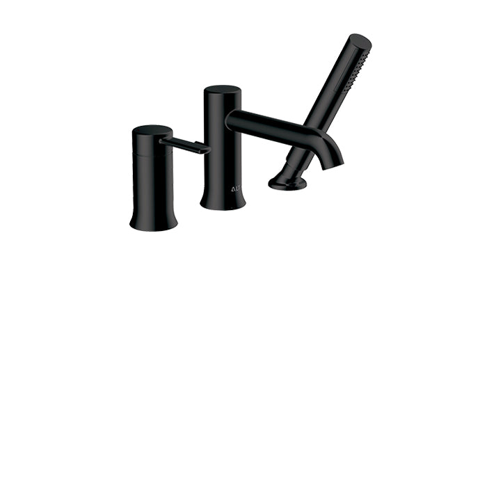 ALT Circo 3-Piece Deckmount Tub Filler with Handshower 40772 in Electro Black