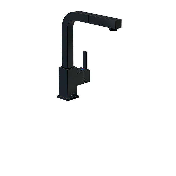 ALT Pranzo Single-Control Pull-Out Kitchen Faucet 40878 in Electro Black