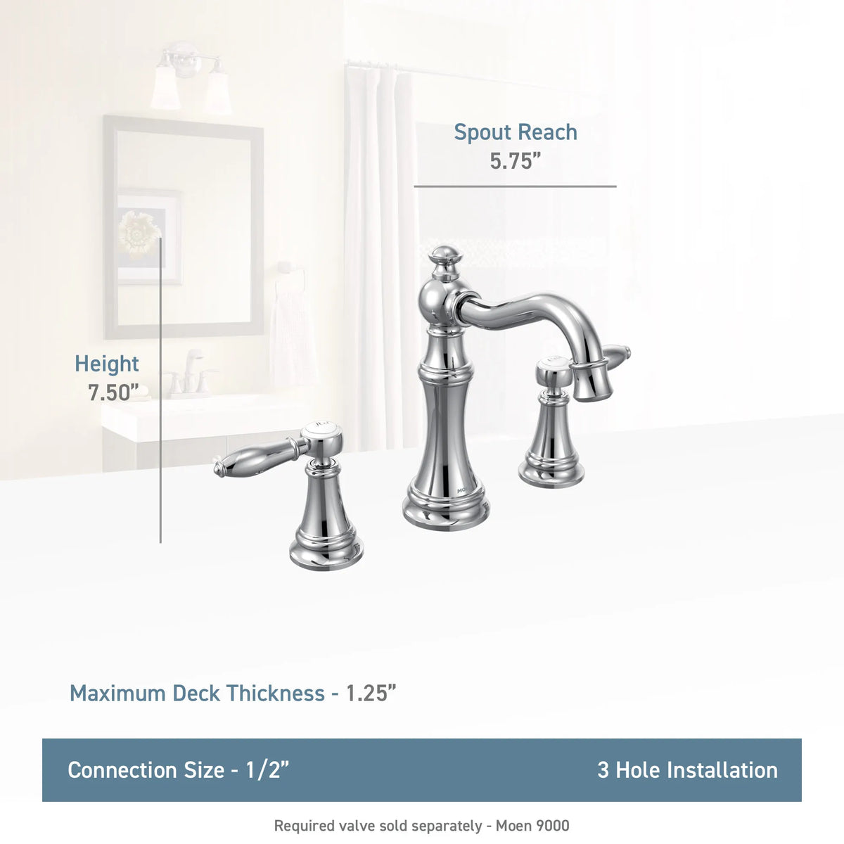 Moen Weymouth Two-Handle High-Arc Bathroom Faucet TS42108 in Matte Black (TS42108BL) - view 4