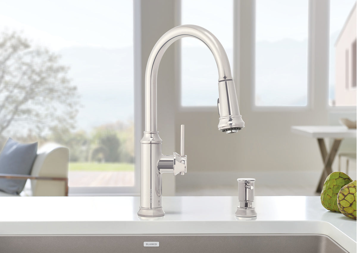 Blanco Empressa kitchen faucet installed in a kitchen