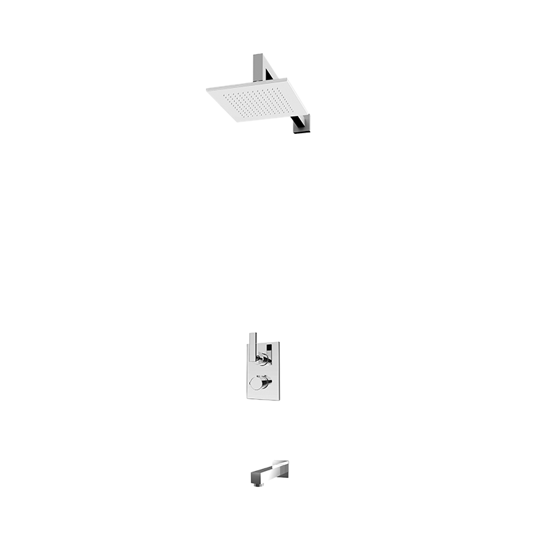 Rubi Quatro 1/2" Thermostatic Shower Set with 8" Square Shower Head and 16" Horizontal Arm Chrome RQT831CC