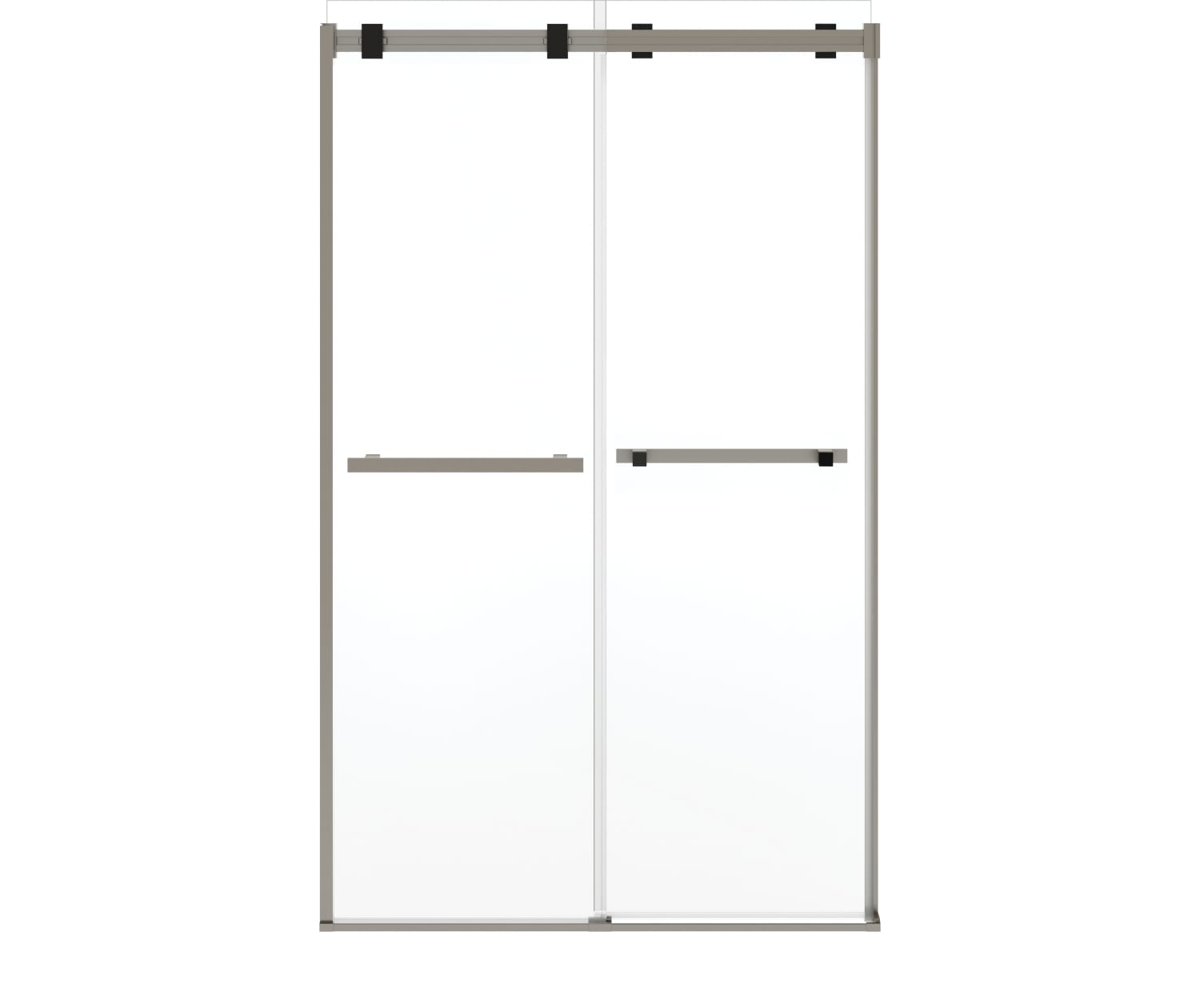 Duel Alto 44-47 X 78 in. 8mm Bypass Shower Door for Alcove Installation with GlassShield® glass in Brushed Nickel & Matte Black - Plumbing Market