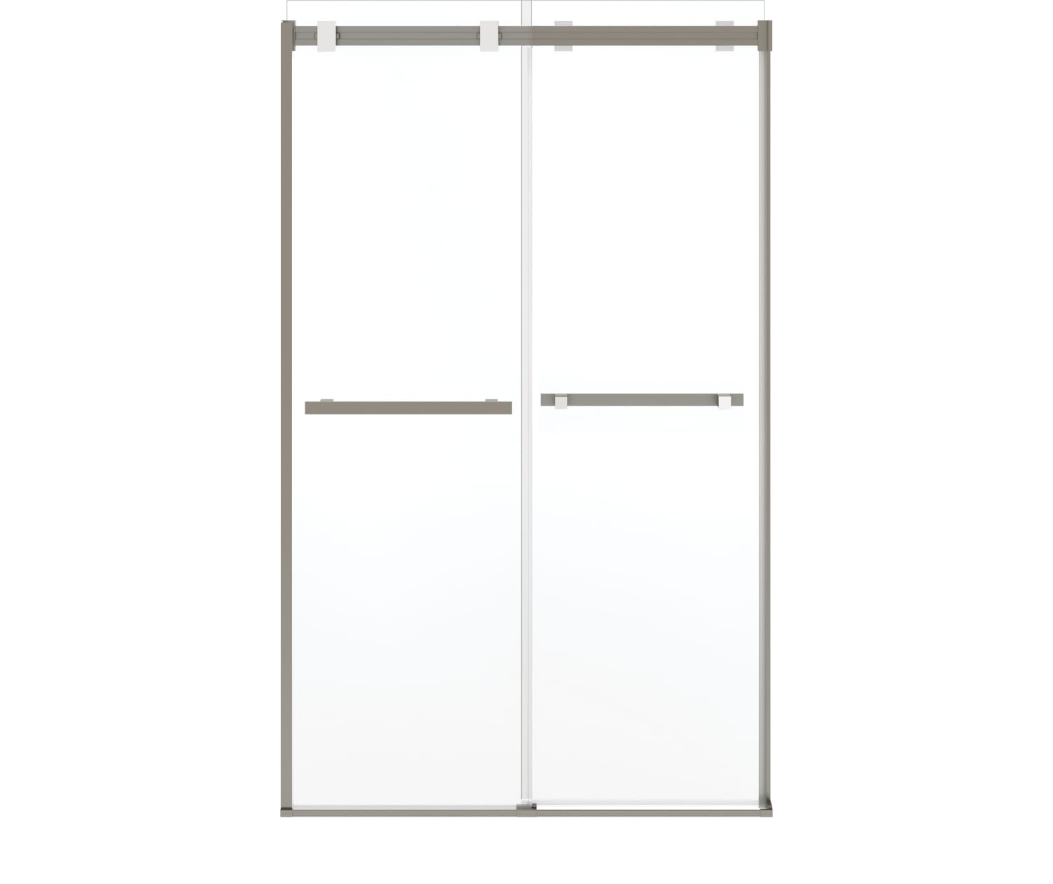 Duel Alto 44-47 X 78 in. 8mm Bypass Shower Door for Alcove Installation with GlassShield® glass in Brushed Nickel & Matte White - Plumbing Market