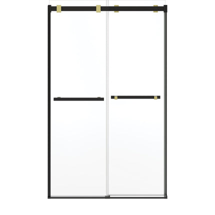 Duel Alto 44-47 X 78 in. 8mm Bypass Shower Door for Alcove Installation with GlassShield® glass in Matte Black & Brushed Gold - Plumbing Market