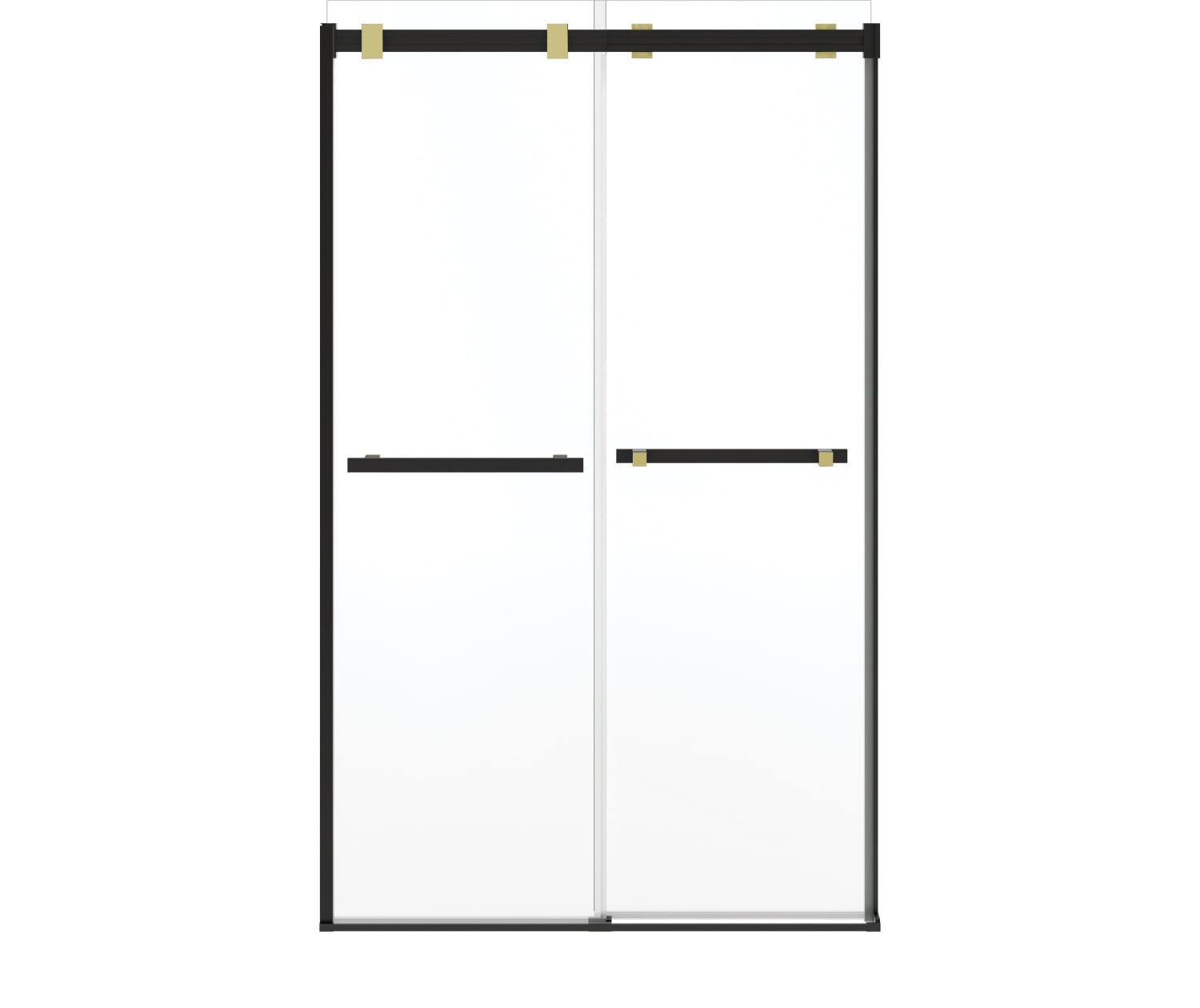 Duel Alto 44-47 X 78 in. 8mm Bypass Shower Door for Alcove Installation with GlassShield® glass in Matte Black & Brushed Gold - Plumbing Market