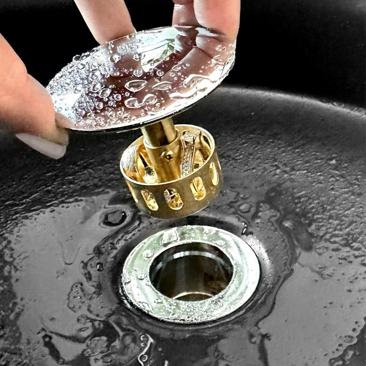 Stylish Pop-Up Bathroom Sink Drain Without Overflow Polished Chrome D-702C