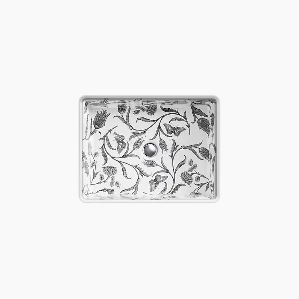 Kohler Botanical Study Kathryn 19-3/4" rectangular undermount bathroom sink, no overflow K-14275-BT-0 - Plumbing Market