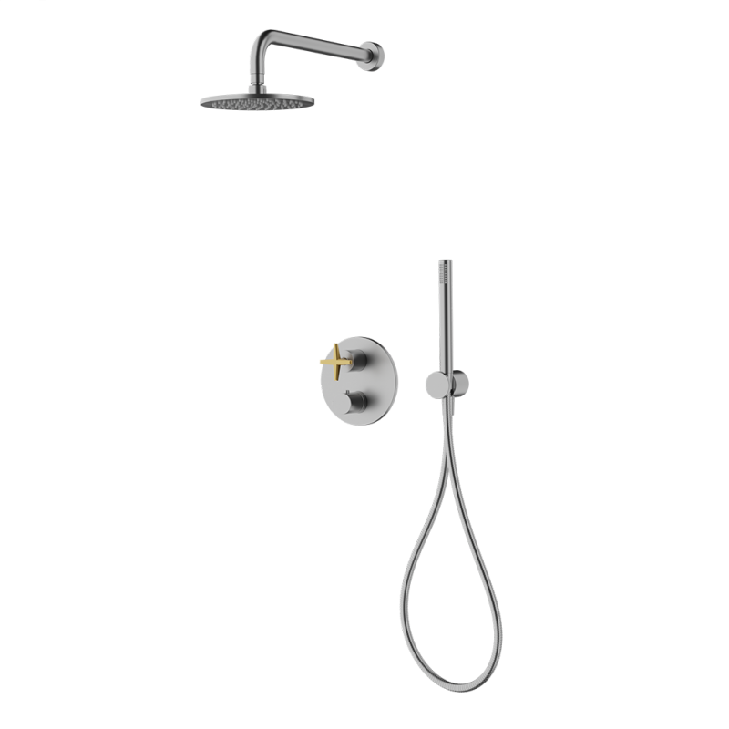 Rubi Lexa 1/2" Thermostatic Shower Set with 8" Shower Head and 16" Horizontal Arm RLX2A40-13N