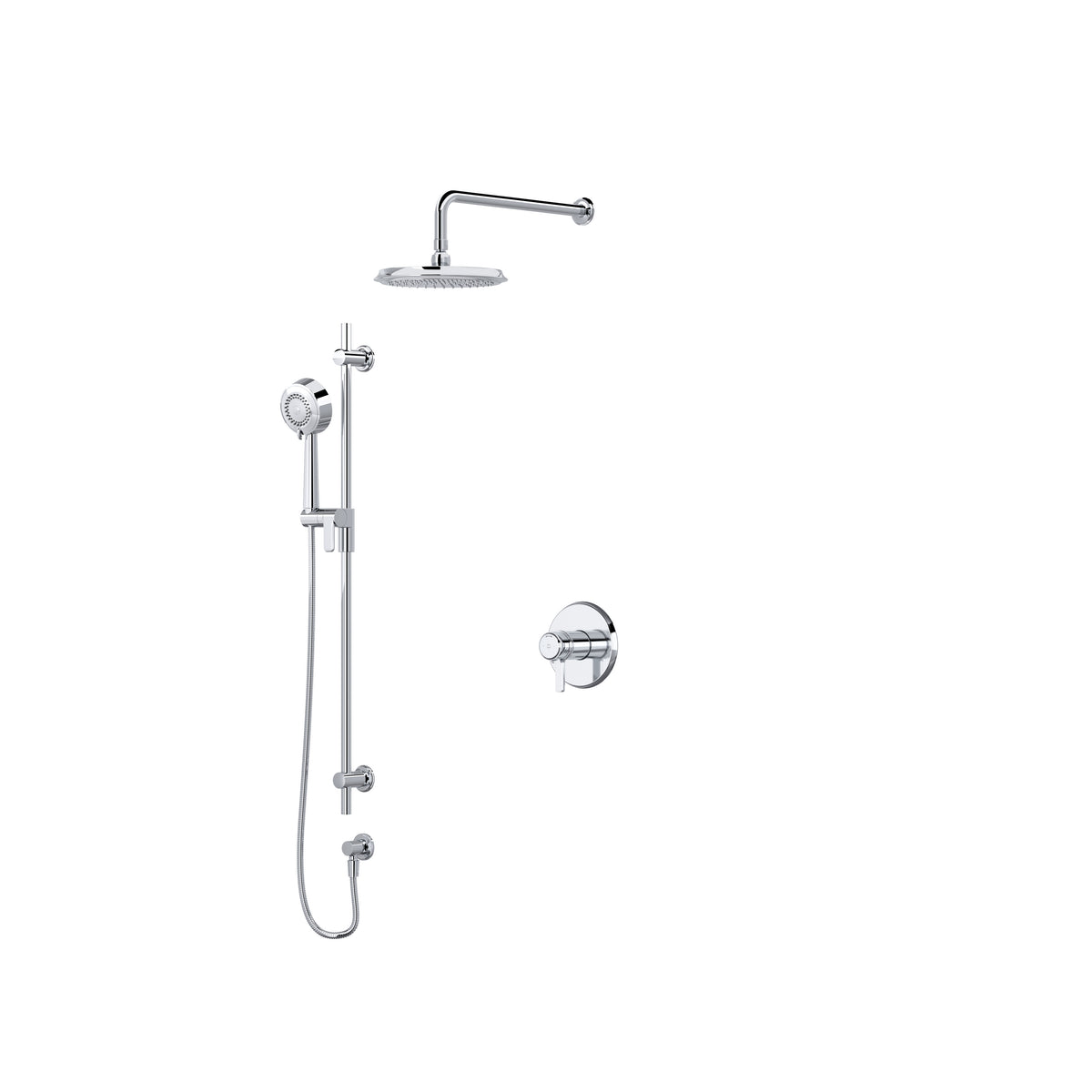 Riobel Momenti Thermostatic & Pressure Balance Shower Trim Kit with Showerhead & Hand Shower Rail - Chrome (TKIT323MMRDJC-CW)