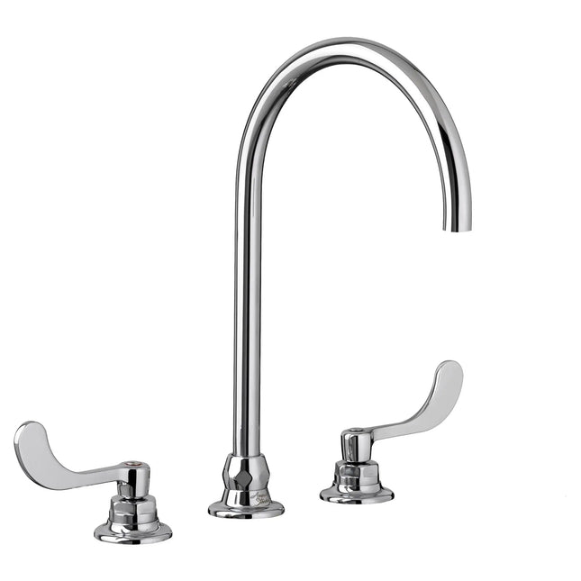 American Standard Monterrey 8-Inch Widespread 8-inch Reach Gooseneck Faucet With Wrist Blade Handles 1.5 gpm/5.7 Lpm Laminar Flow in Spout Base 6540188.002 - Plumbing Market