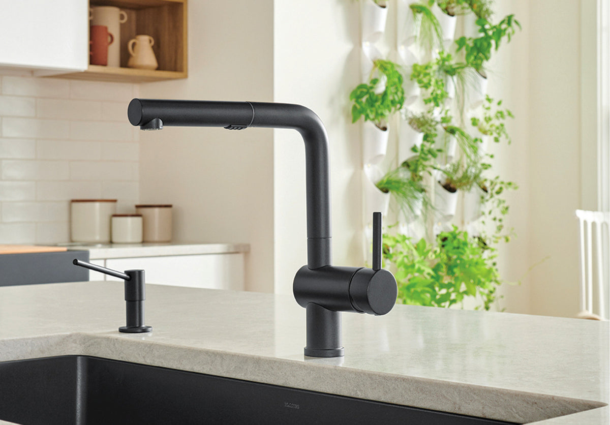 Blanco Linus kitchen faucet installed in a kitchen