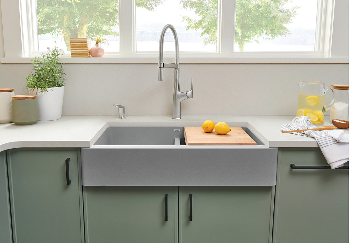 Blanco Vintera 33 Apron Front SILGRANIT Kitchen Sink installed