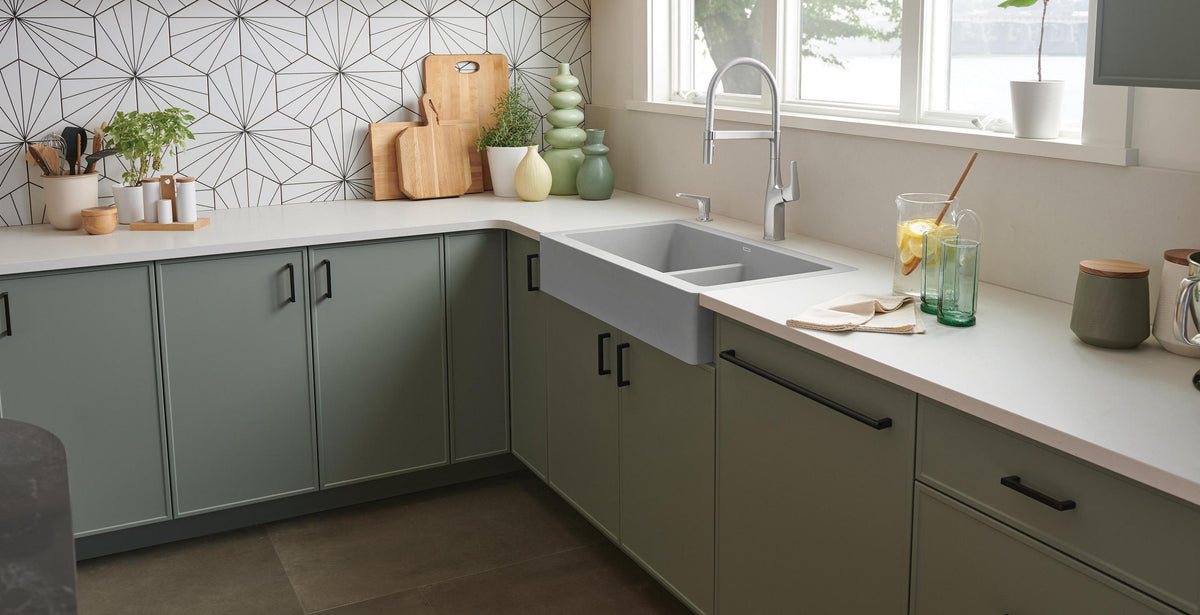 Blanco Vintera 33 Apron Front SILGRANIT Kitchen Sink installed