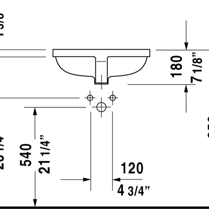 Duravit Starck 3 undermount lavatory w/overflow - 0305490017 Duravit