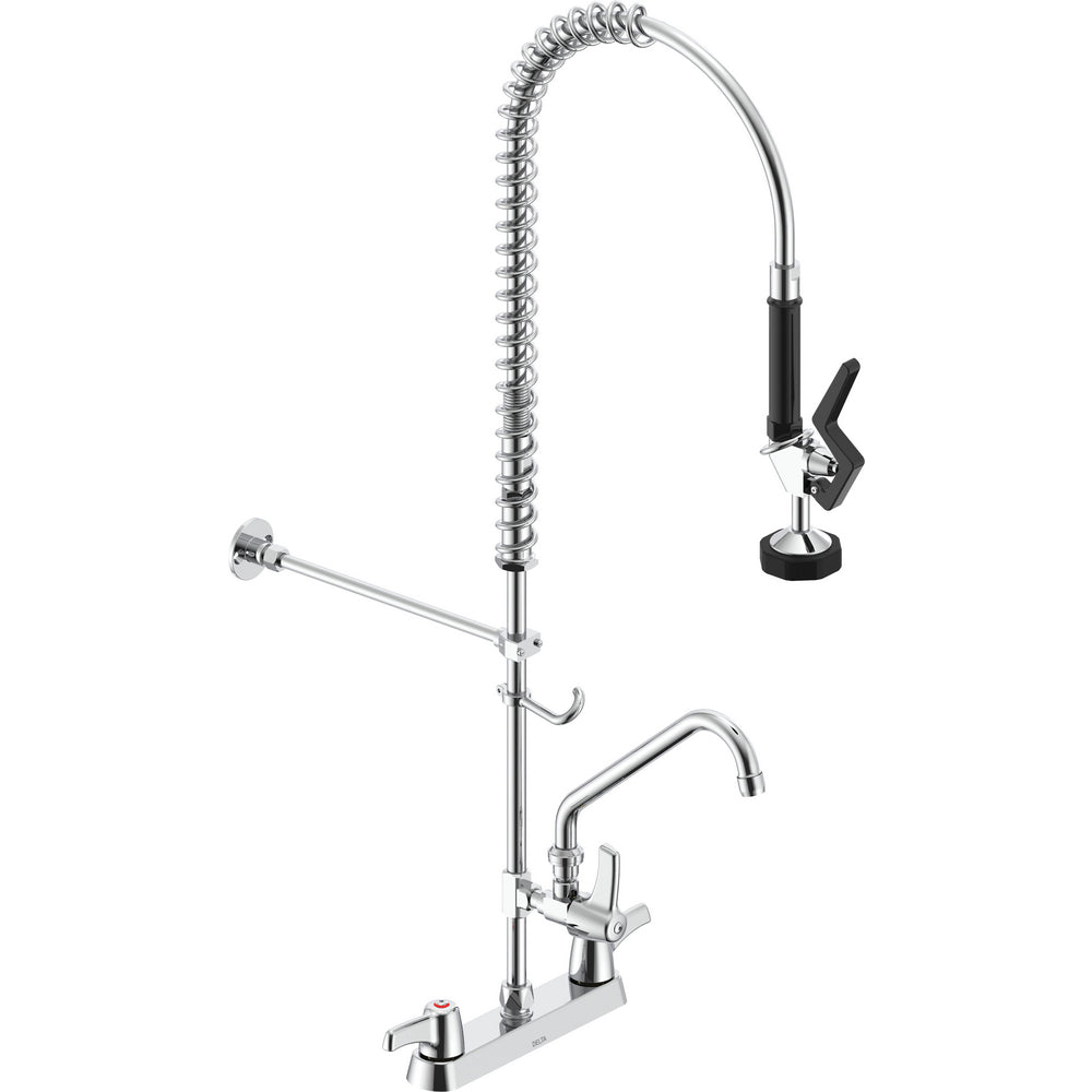 Delta Commercial 55C1283 Two-Handle Deck-mount Pre-Rinse Faucet with 8" Add-On Faucet