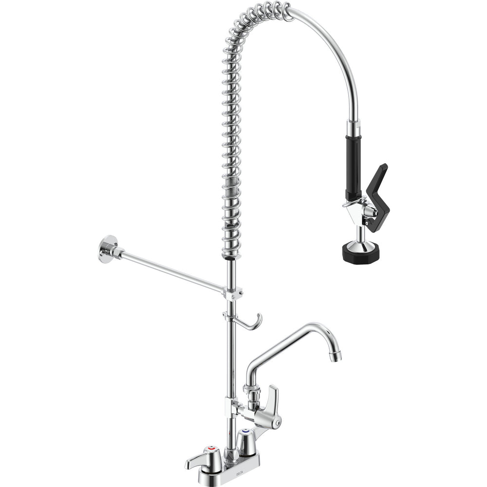 Delta Commercial 55C1383 Two-Handle Centreset Deck-mount Pre-Rinse Faucet with 8" Add-On Faucet