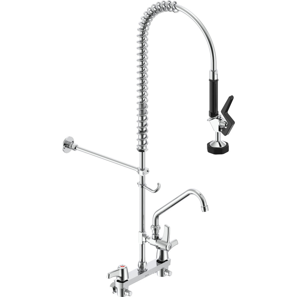 Delta Commercial 55C1583 Two-Handle Wall-mount Pre-Rinse Faucet with 8" Add-On Faucet