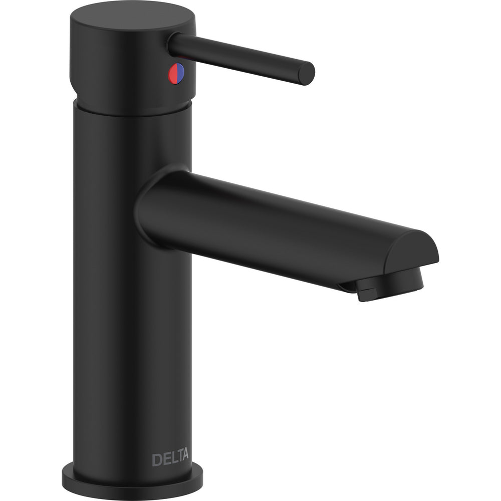 Delta Modern Cylindrical Single Handle Lavatory Faucet Less - Matte Black