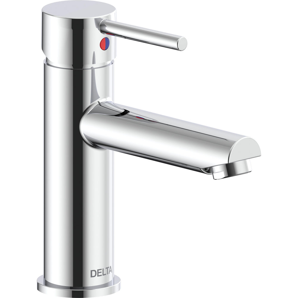 Delta Modern Cylindrical Single Handle Lavatory Faucet Less - Chrome