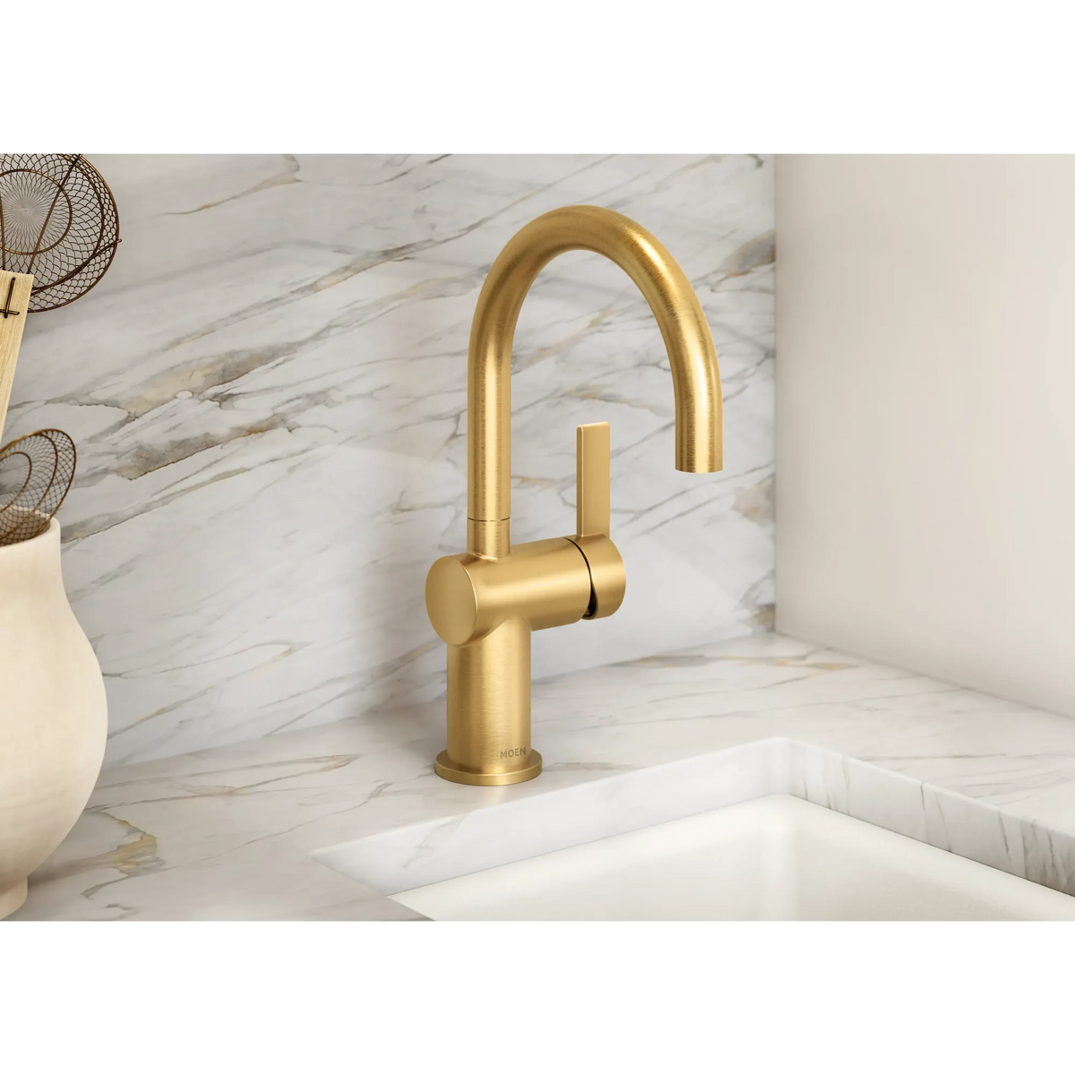 Moen Cia Single-Handle High-Arc Bar Faucet 5622 in Brushed Gold (5622BG) - view 5