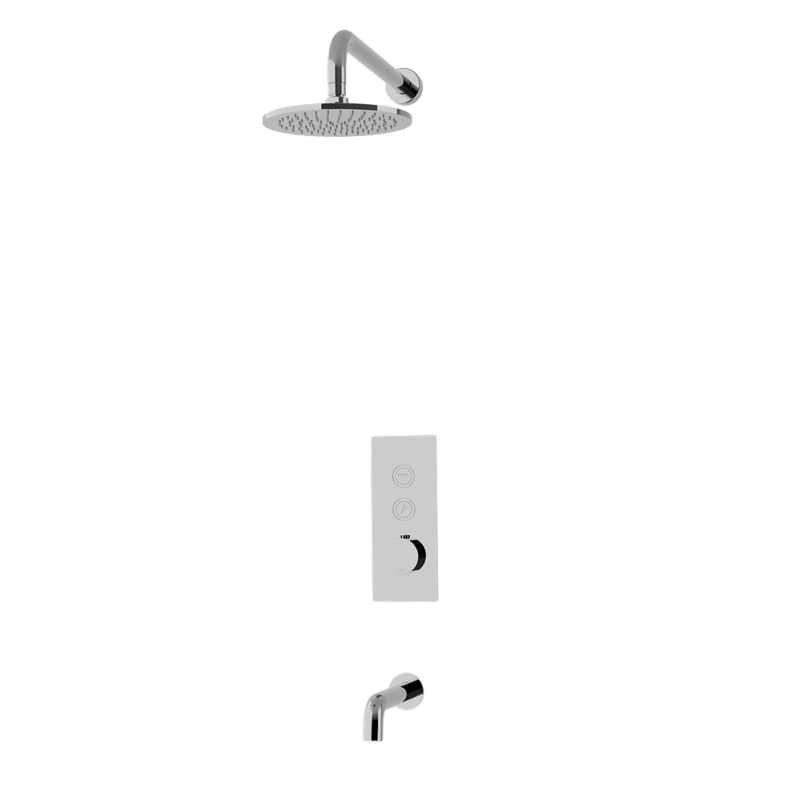 Rubi ON 1/2" Thermostatic Shower Set with 8" Shower Head and 16" Horizontal Arm RON2E01-13N