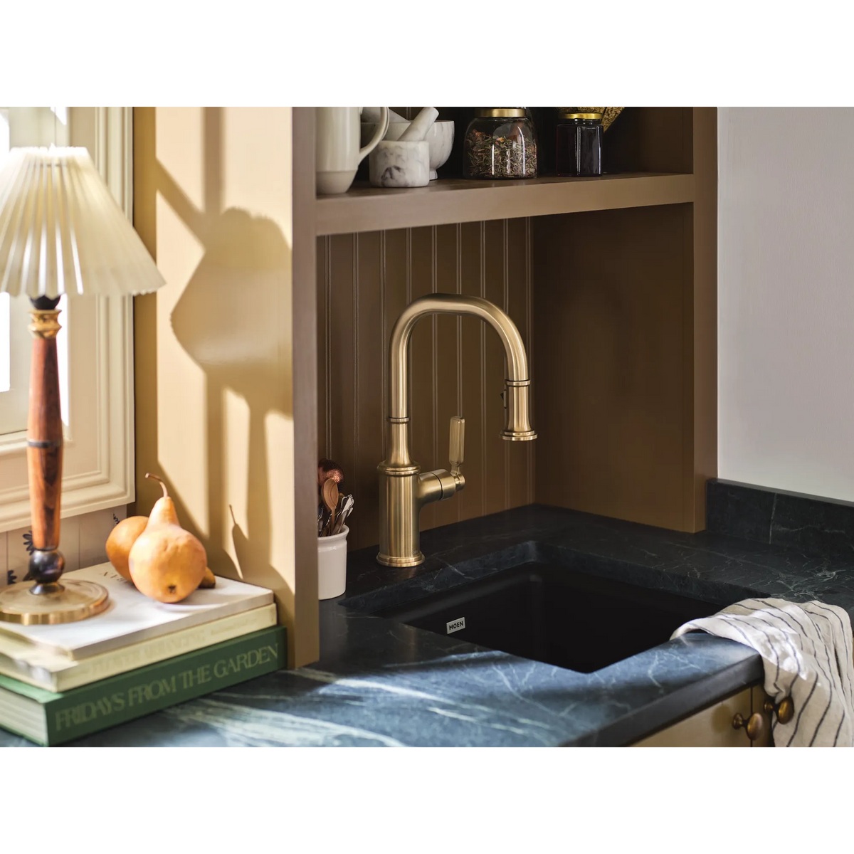 Moen Smyth Single-Handle High-Arc Pulldown Bar Faucet 5770 in Bronzed Gold (5770BZG) - view 6