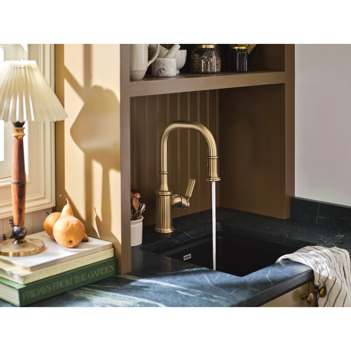 Moen Smyth Single-Handle High-Arc Pulldown Bar Faucet 5770 in Bronzed Gold (5770BZG) - view 8