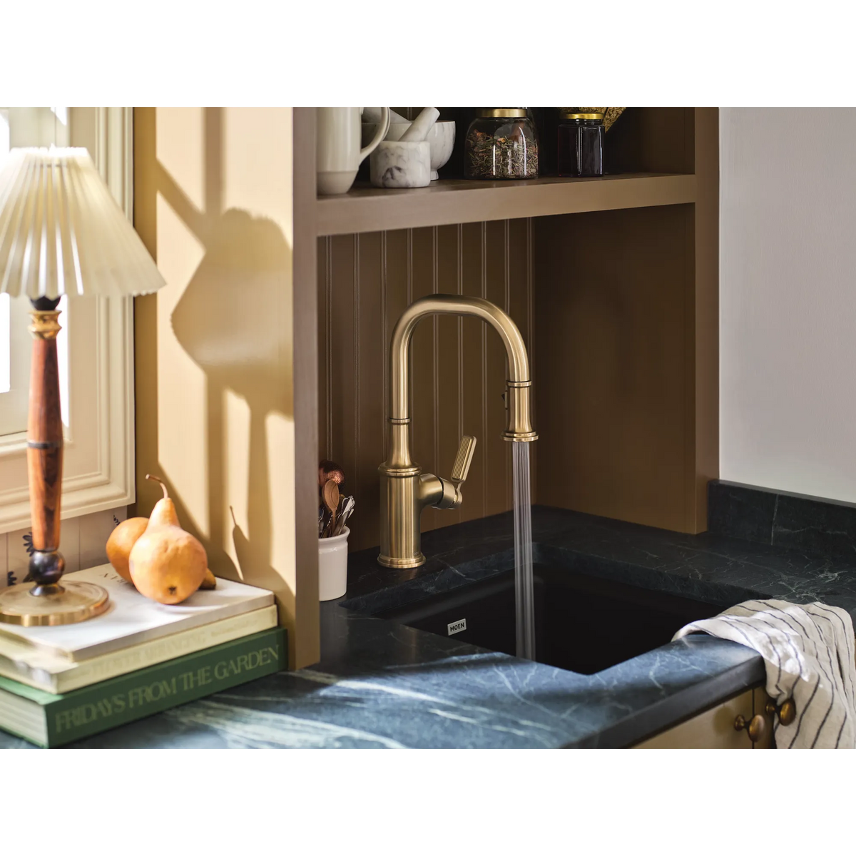 Moen Smyth Single-Handle High-Arc Pulldown Bar Faucet 5770 in Bronzed Gold (5770BZG) - view 9
