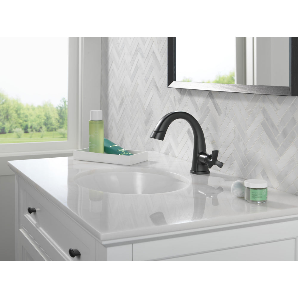 Delta Stryke Single Handle Pull Down Bathroom Faucet - Matte Black