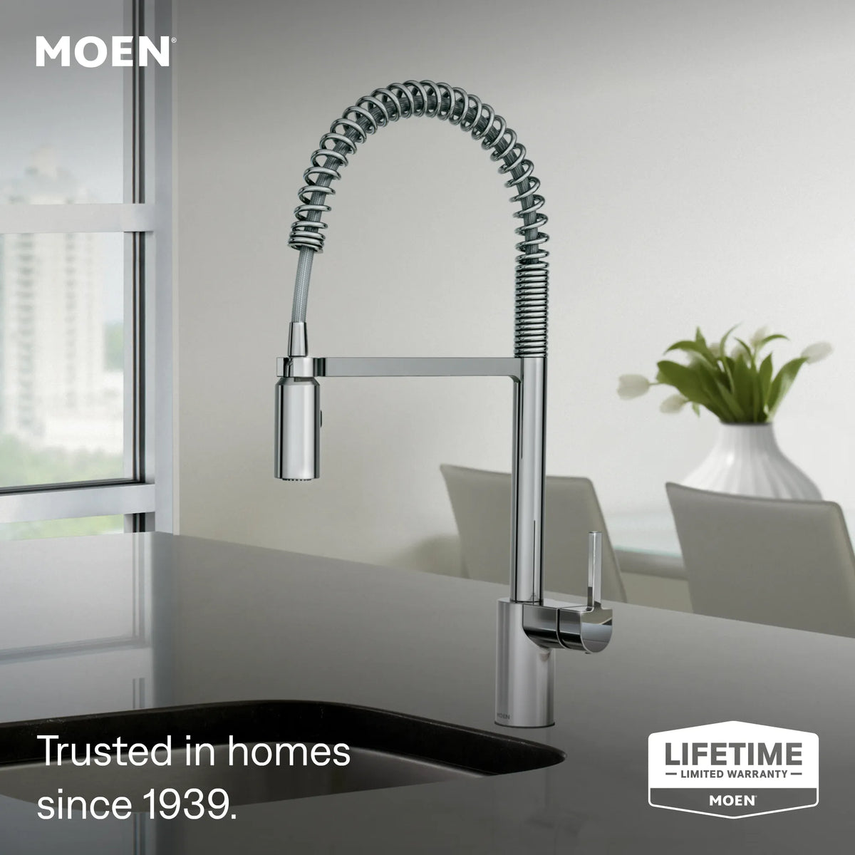 Moen Align MotionSense Wave Single-Sensor Single-Handle High-Arc Pre-Rinse Spring Pulldown Kitchen Faucet 5923EW in Chrome (5923EWC) - view 4
